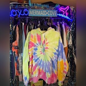 #0516 XL+ IVORY ELLA NWT Tie Dye Hoodie 29.5-31.5"ptp 29"Long SOFT!